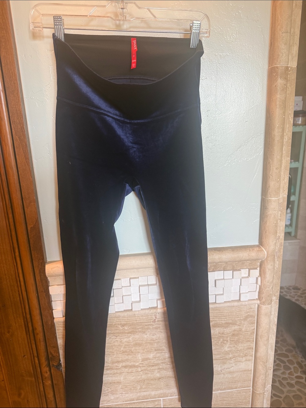 Spanx Velvet Leggings with Supportive Waistband - Navy blue